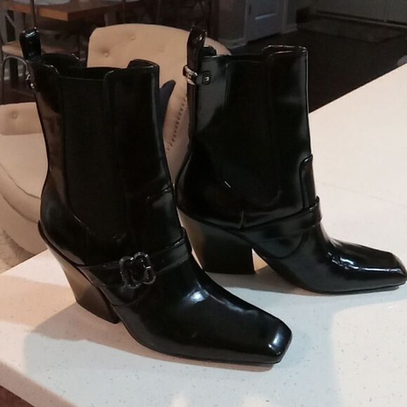 Sam Edelman black patent leather Suzette 3 1/2" heel ankle boot size 6 1/2 NWT - Picture 4 of 8